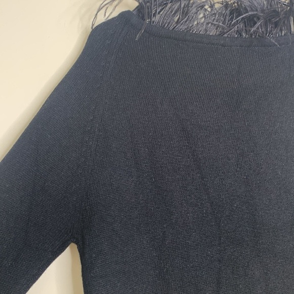 Happy Sheep NWOT Black 100% Cashmere Feather Neckline Off/On Shoulder Sweater M - Picture 11 of 12